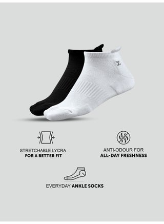 Men's Cotton Blend Modern Meshed Top Cushioned Base Breathable Everyday Ankle-Length Socks With Odour-Free Freshness Pack of 4 - view 2