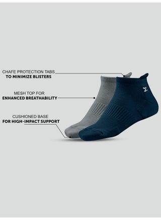 Men's Cotton Blend Modern Meshed Top Cushioned Base Breathable Everyday Ankle-Length Socks With Odour-Free Freshness Pack of 4 - view 3