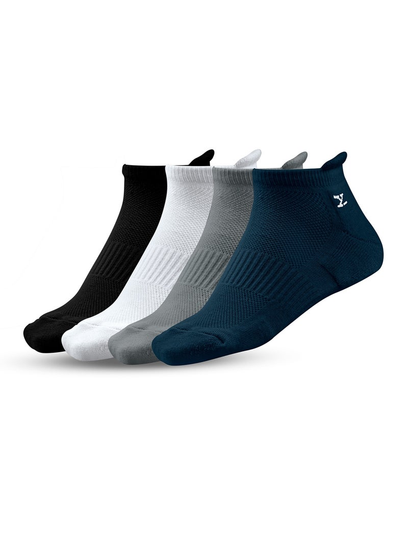 XYXX XYXX Men's Cotton Blend Modern Intellieaze Everyday Ankle-Length Socks With Odour-Free Freshness pack of 4  - Image 1