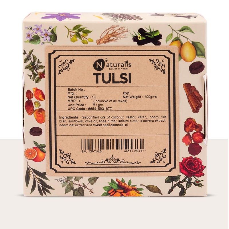 Naturalis Hand made Solid Premium Tulsi soap Luxury Tulsi soap bar Cold process natural organic soap  100 grams - Image 1