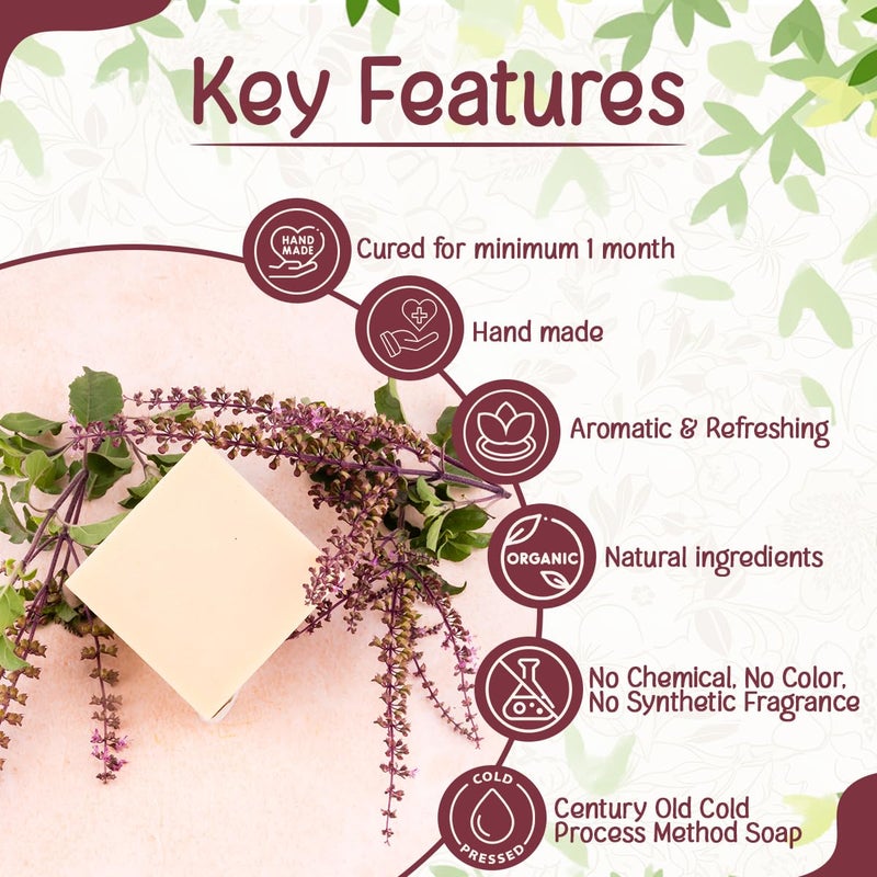 Naturalis Hand made Solid Premium Tulsi soap Luxury Tulsi soap bar Cold process natural organic soap  100 grams - Image 2