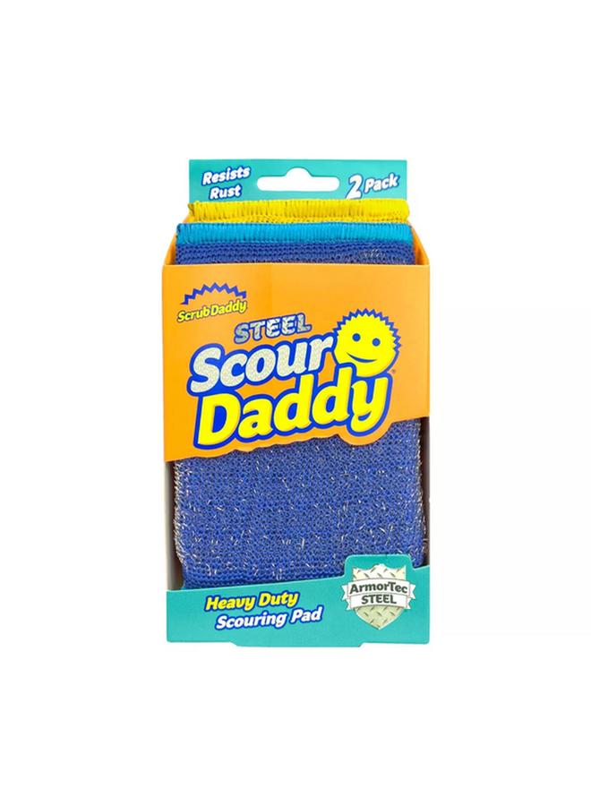 Scrub Daddy Heavy-Duty Steel Scouring Pad Blue and Yellow 5-1/4 x 2-3/4inch 1019659 - Image 2