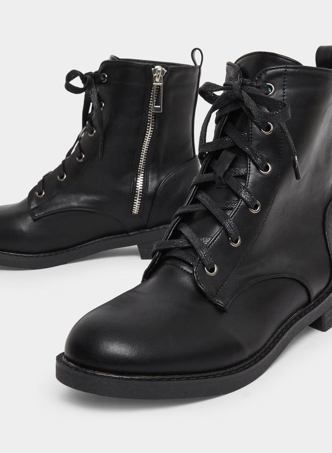 ستايلي حذاء بوت برباط غلق مع نصف سحَّاب غلق - Image 4