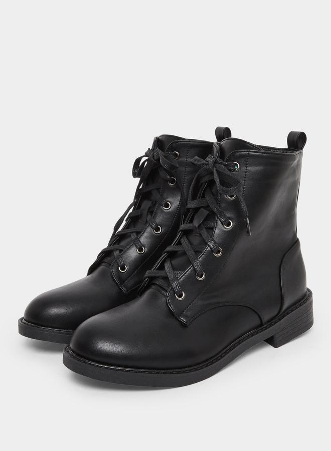 ستايلي حذاء بوت برباط غلق مع نصف سحَّاب غلق - Image 3