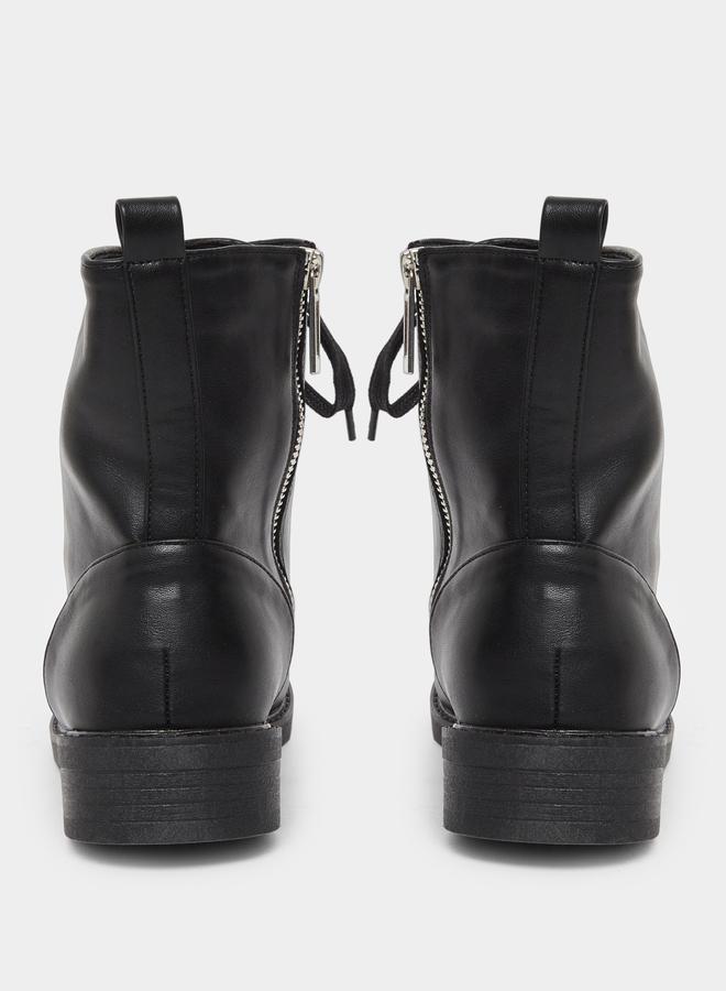 ستايلي حذاء بوت برباط غلق مع نصف سحَّاب غلق - Image 5