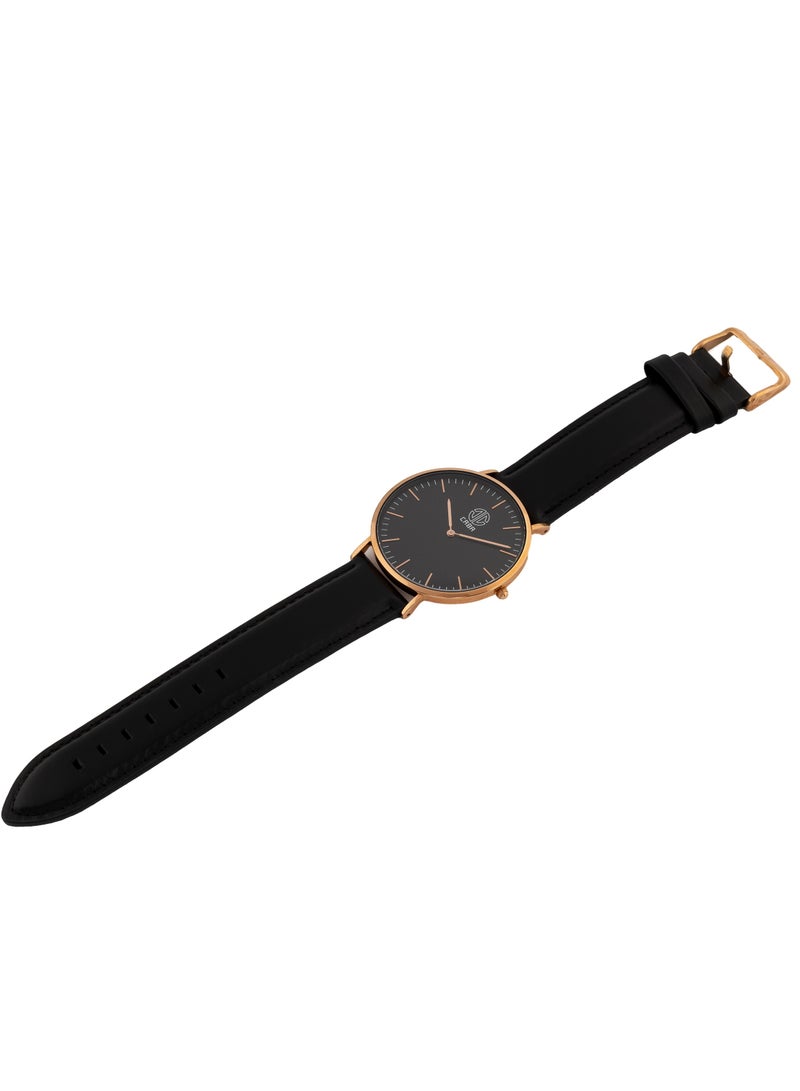 CABA Men's Watch, Classic Design, Black Dial, Luxury Leather Watch Strap, Waterproof, Black - 3101190023310MR - Image 3