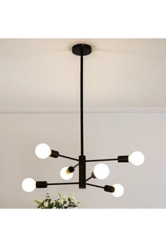 Beauenty Chandelier Industrial 6 Light Black Ceiling Light Fixture Height Adjustable Lighting For Kitchen Island Bedroom Dining Room Living Room Farmhouse  - Image 1