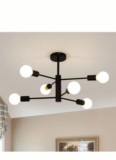 Beauenty Chandelier Industrial 6 Light Black Ceiling Light Fixture Height Adjustable Lighting For Kitchen Island Bedroom Dining Room Living Room Farmhouse  - Image 2