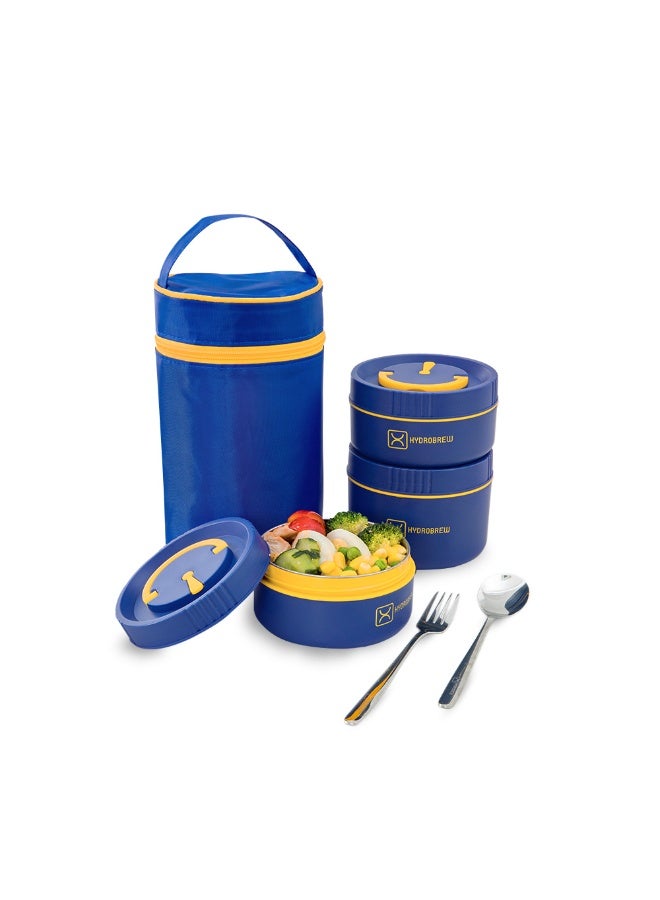 Hydrobrew Personalized Trio Deck Lunch Box w/ Lunch Bag and Cutlery - Majestic Blue - Image 5