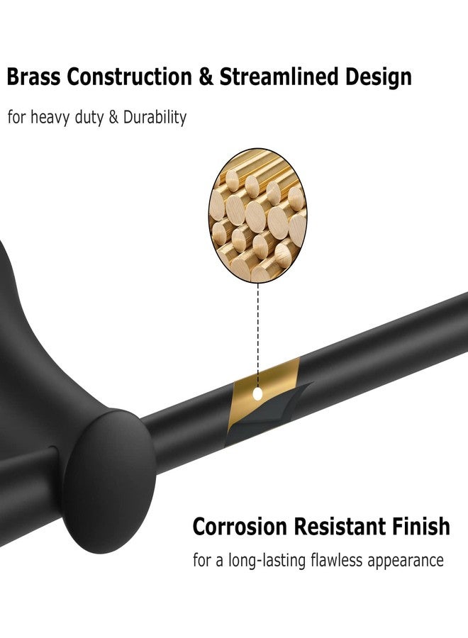 PARLOS Brass Toilet Paper Holder Tissue Roll Hanger for Bathroom & Kitchen Wall Mounted with Screws, Matte Black - Image 2