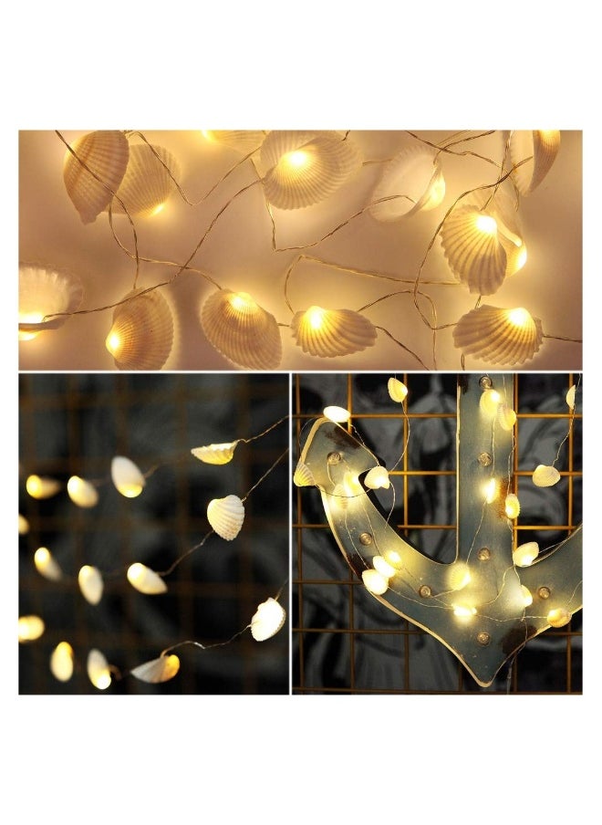 Generic Ocean Real Seashell 0.8In 40 LED String Lights 13.85Ft Battery Operated Waterproof Warm White with Timer and Remote Control for Beach Themed Decoration Indoor Covered Outdoor Birthday  - Image 4