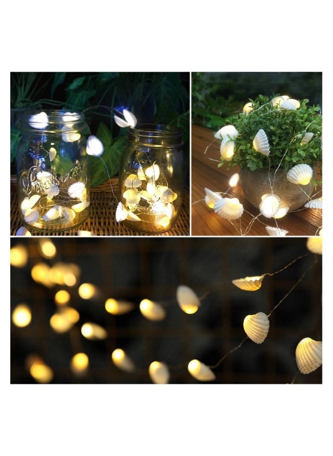 Generic Ocean Real Seashell 0.8In 40 LED String Lights 13.85Ft Battery Operated Waterproof Warm White with Timer and Remote Control for Beach Themed Decoration Indoor Covered Outdoor Birthday  - Image 3