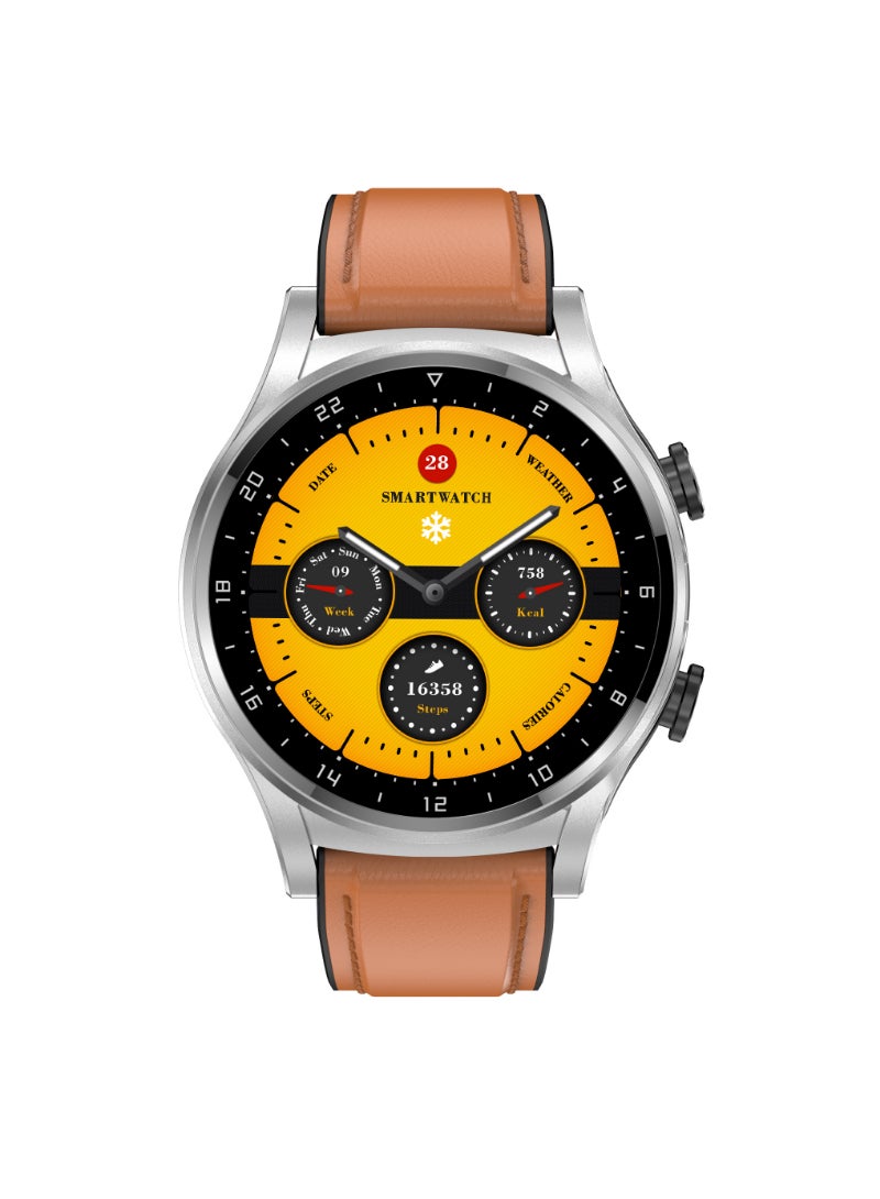 GT 66 Smart Watch TWS Bluetooth Headset 2 In1 Multi Sport Mode Heart Rate Sleep Monitoring Leather Brown  - Image 1