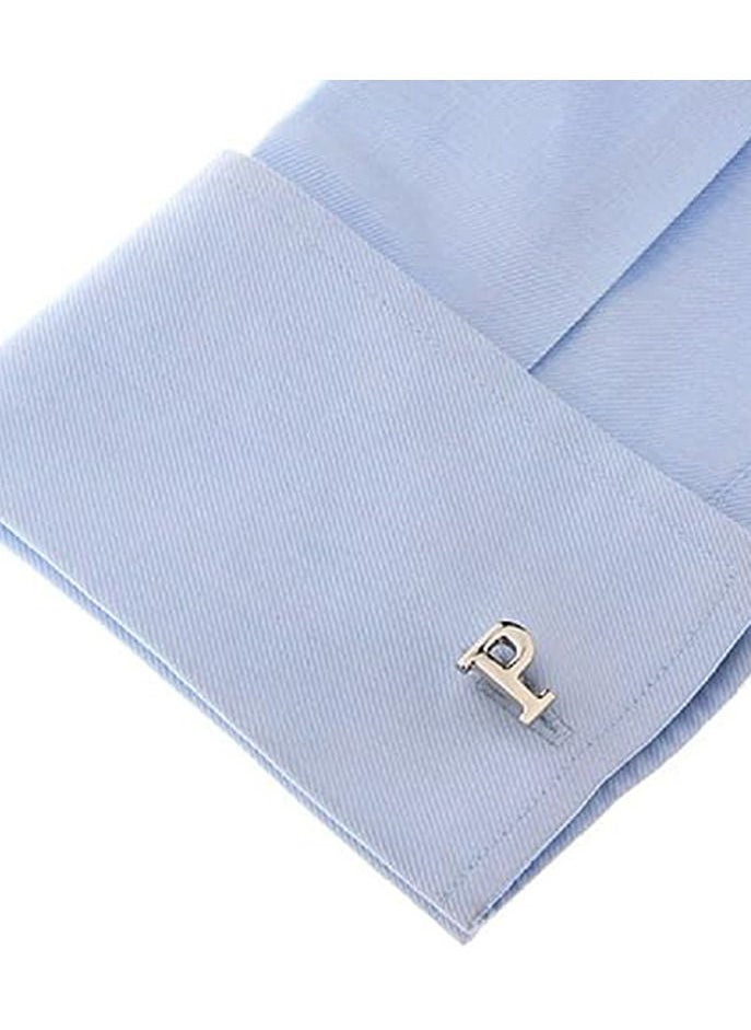 GROWSTEADY - Personalized Fashion English Letter P Shape Cufflinks Mens French Shirt Cufflinks For Wedding - Image 1