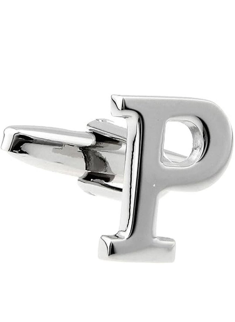 GROWSTEADY - Personalized Fashion English Letter P Shape Cufflinks Mens French Shirt Cufflinks For Wedding - Image 1