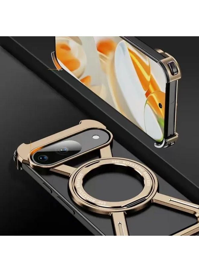 Magnetic Stand Skeleton Hollow Case For Google Pixel 9 Pro Fold Grey - Image 5