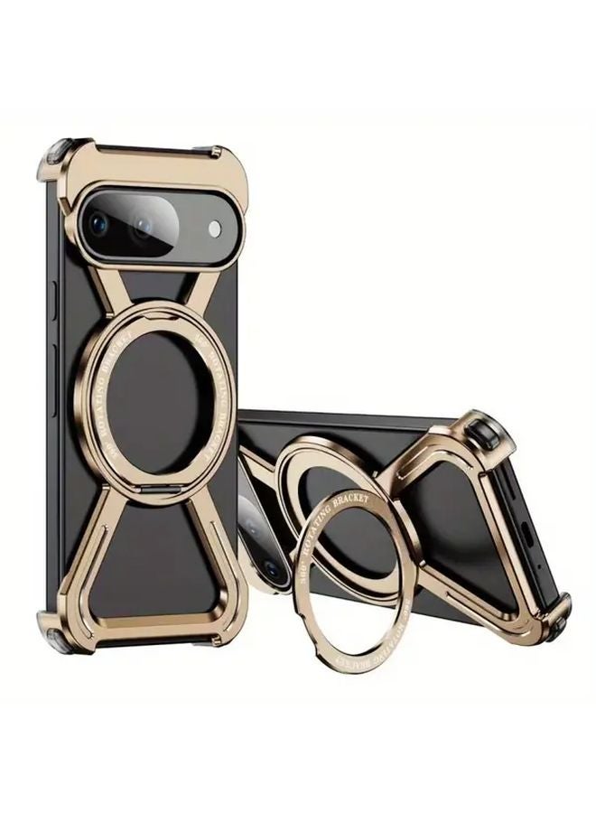 Magnetic Stand Skeleton Hollow Case For Google Pixel 9 Pro Fold Grey - Image 2