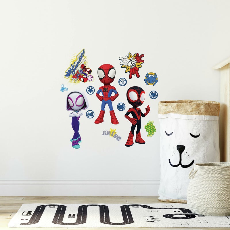 RoomMates RMK4925SCS Spidey and His Amazing Friends Peel and Stick Wall Decals  red  Yellow  Blue  Green  Orange  Purple - Image 1