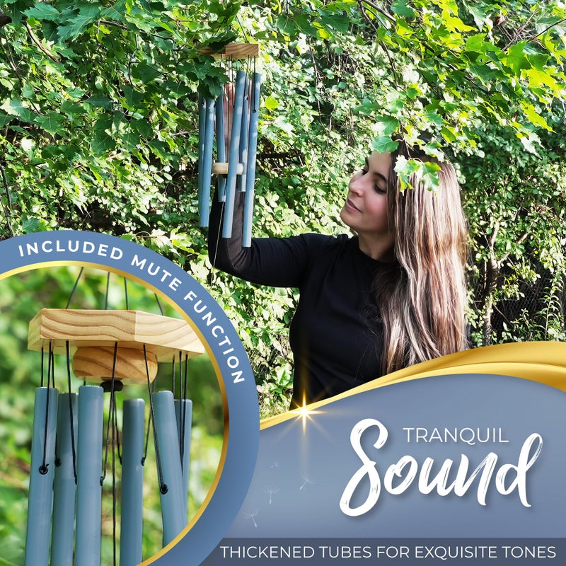Spiritwind Beautifully Packaged 32" Memorial Wind Chimes for Loss of Loved One - Ocean Blue Tranquil Sounding Sympathy Wind Chimes for outside in Memory of a Loved One - Ideal as a Sympathy Gift & Memorial Gifts - Image 5