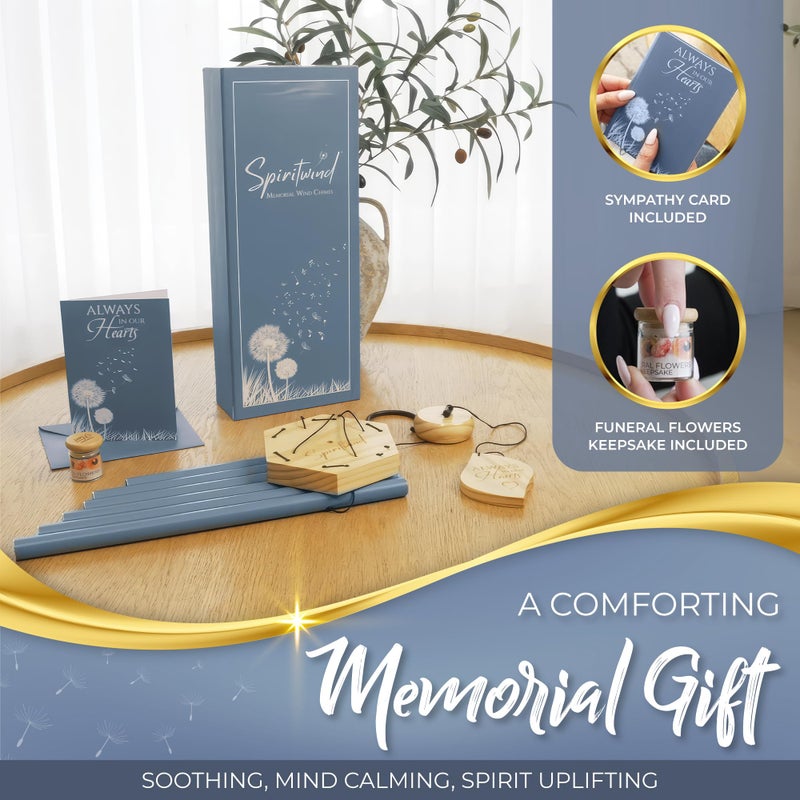Spiritwind Beautifully Packaged 32" Memorial Wind Chimes for Loss of Loved One - Ocean Blue Tranquil Sounding Sympathy Wind Chimes for outside in Memory of a Loved One - Ideal as a Sympathy Gift & Memorial Gifts - Image 2
