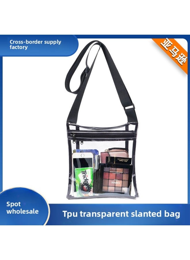 Black Transparent Bag Cosmetics Storage Zipper Bag Small Travel Outdoor Concert Sports Beach Bag-Color:Packing Size: 27 * 23 * 2 Cm-Capacity:Small Color - Image 2