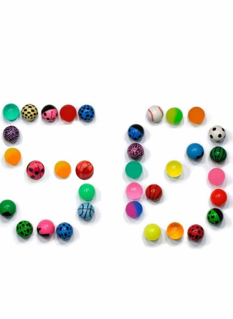 Excefore - Bouncy Ball, ICY for Kids,Bowling Bounce, 50 Pieces Assorted Colorful Bulk Mixed Pattern, High Bouncing Party Favors, Prizes, Birthdays Gift - Image 1