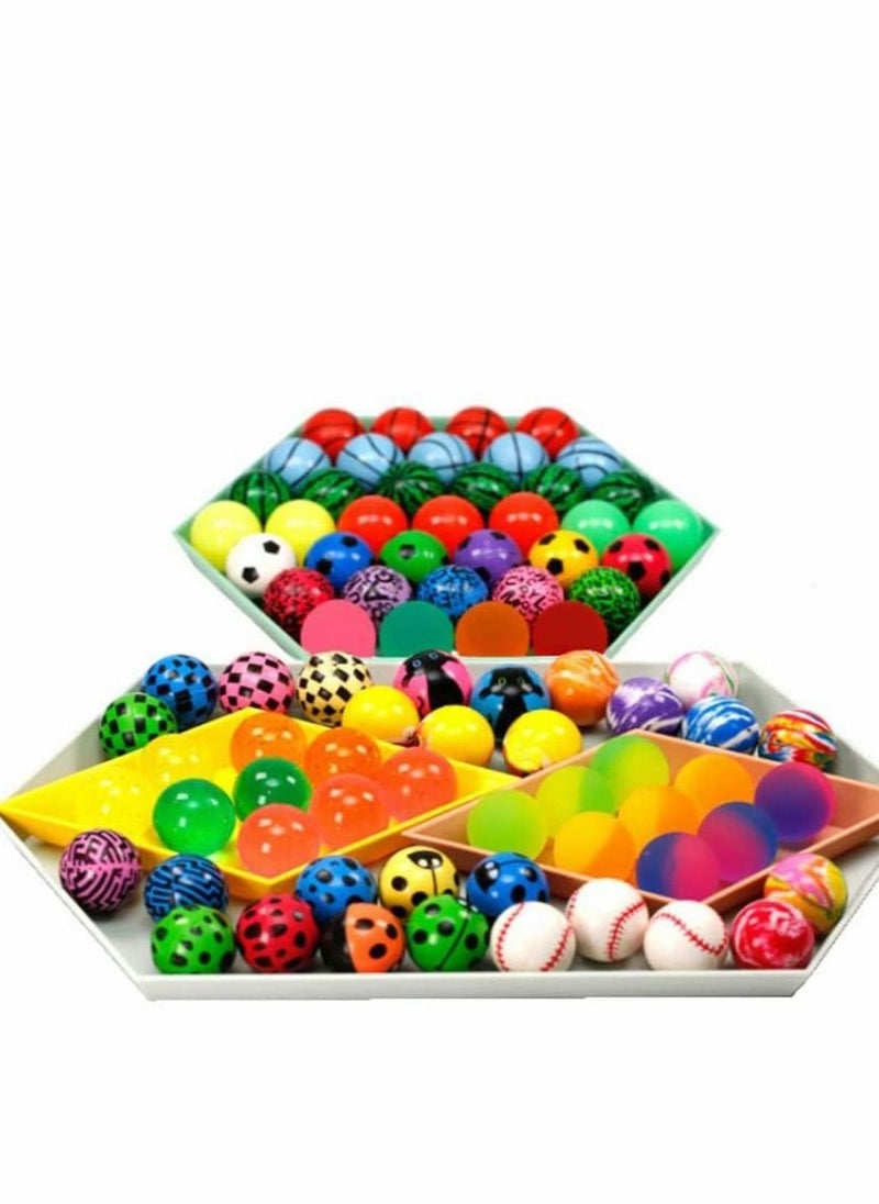 Excefore - Bouncy Ball, ICY for Kids,Bowling Bounce, 50 Pieces Assorted Colorful Bulk Mixed Pattern, High Bouncing Party Favors, Prizes, Birthdays Gift - Image 1