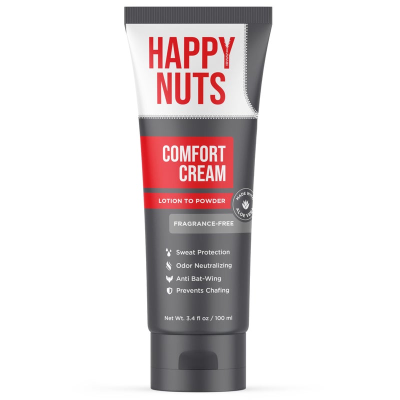 HAPPY NUTS Comfort Cream Deodorant For Men: Anti-Chafing Sweat Defense, Odor Control, Aluminum-Free Mens Deodorant & Hygiene Products for Men's Private Parts 3.4 Fl Oz (1 Pack), Fragrance-Free - Image 1