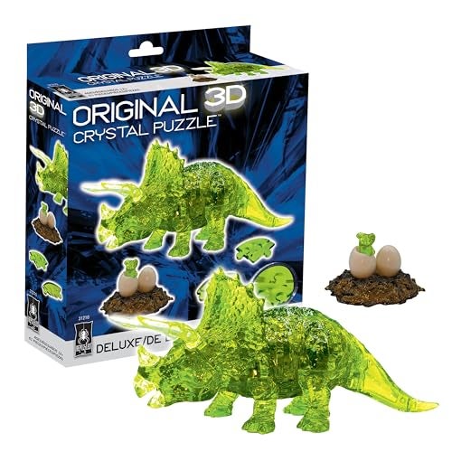 BePuzzled Triceratops with Baby Deluxe Original 3D Crystal Puzzle Perfect for Puzzlers Ages 12 and Up Challenging to Complete and Beautiful to Display Collect Them All - Image 1
