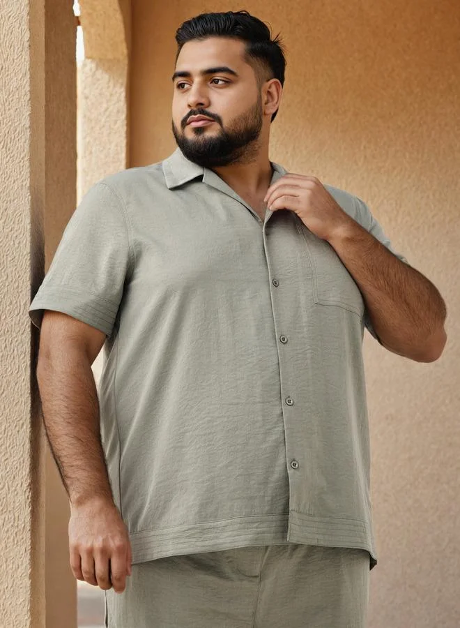 سبلاش فيڤ قميص مقاس كبير بياقة مخيم مزخرف