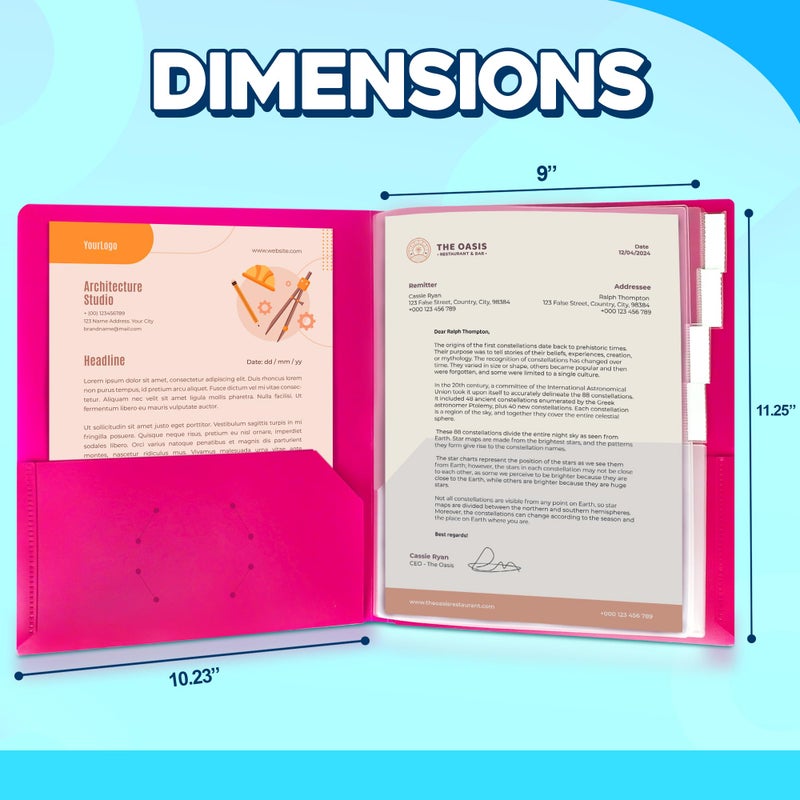 Darice 2 Pack 10 Pocket Folder - Double-Sided Multi Pocket Folder - Letter Size Paper Organizer for Office School - Pink & Blue - Image 2