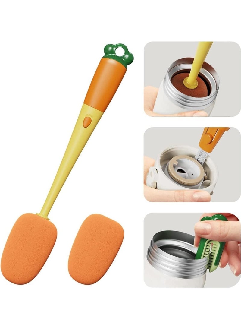 رونق 3 في 1 فرشاة تنظيف الببرونه والأكواب متعددة الاستخدامات 3 في 1: فرشاة إسفنجية طويلة للزجاجات، وفرشاة صغيرة دقيقة لتنظيف الحلمات والشفاطات، وفرشاة خاصة لتنظيف الفوهات والشقوق الضيقة - مجموعة متكاملة للعناية المثالية بنظافة مستلزمات طفلك وأدوات المطبخ. - Image 1