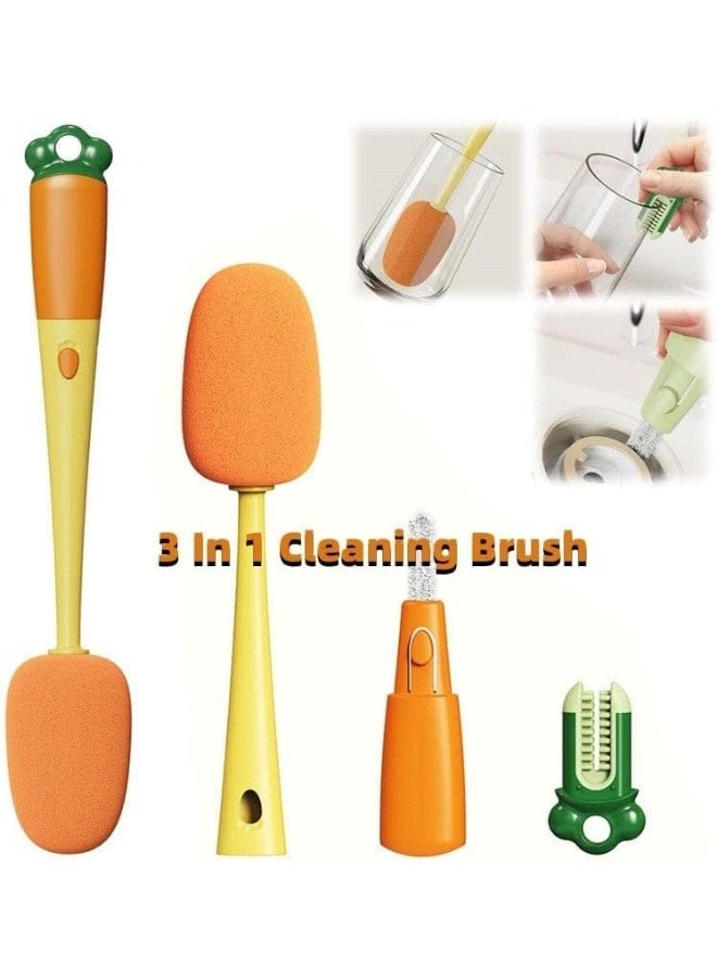 رونق 3 في 1 فرشاة تنظيف الببرونه والأكواب متعددة الاستخدامات 3 في 1: فرشاة إسفنجية طويلة للزجاجات، وفرشاة صغيرة دقيقة لتنظيف الحلمات والشفاطات، وفرشاة خاصة لتنظيف الفوهات والشقوق الضيقة - مجموعة متكاملة للعناية المثالية بنظافة مستلزمات طفلك وأدوات المطبخ. - Image 5