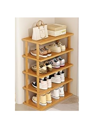 Evolluxi Evolluxi Bamboo Vertical Shoe Rack for EntrywayNarrow Shoe Rack StackableMinimalist Shoe Storage 5 Tier Standing Shoe Organizer for Garage Corner Bedroom Hallway  - Image 1