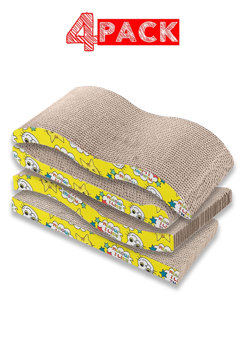 CATANES 4 Pack Cat Scratcher Cardboard Cat Scratch Pad with Premium Scratch Textures Design Durable Cat Scratching Pad Reversible - Image 1