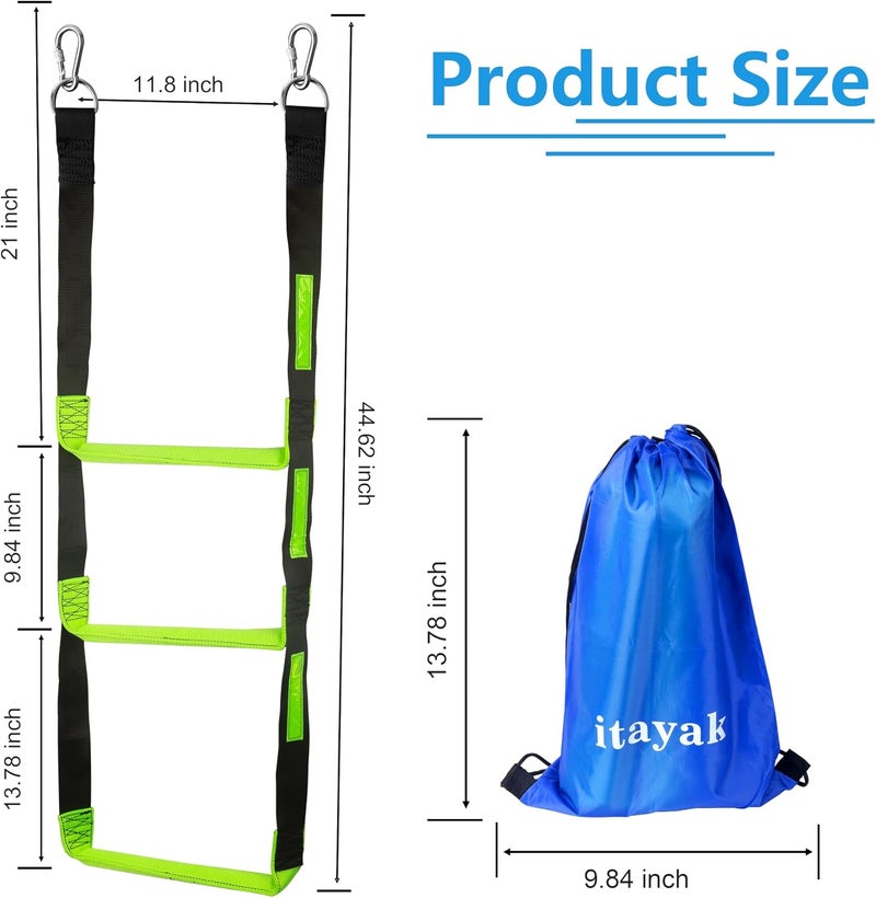 itayak 3 Step Boat Rope Ladder, Foldable Assist Boarding Outdoor Climbing Rope Ladder for Inflatable Boat, Pontoon Boat, Sailboat, Kayak, Motorboat, Canoeing - Image 2