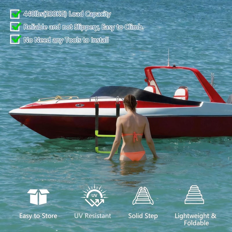 itayak 3 Step Boat Rope Ladder, Foldable Assist Boarding Outdoor Climbing Rope Ladder for Inflatable Boat, Pontoon Boat, Sailboat, Kayak, Motorboat, Canoeing - Image 5