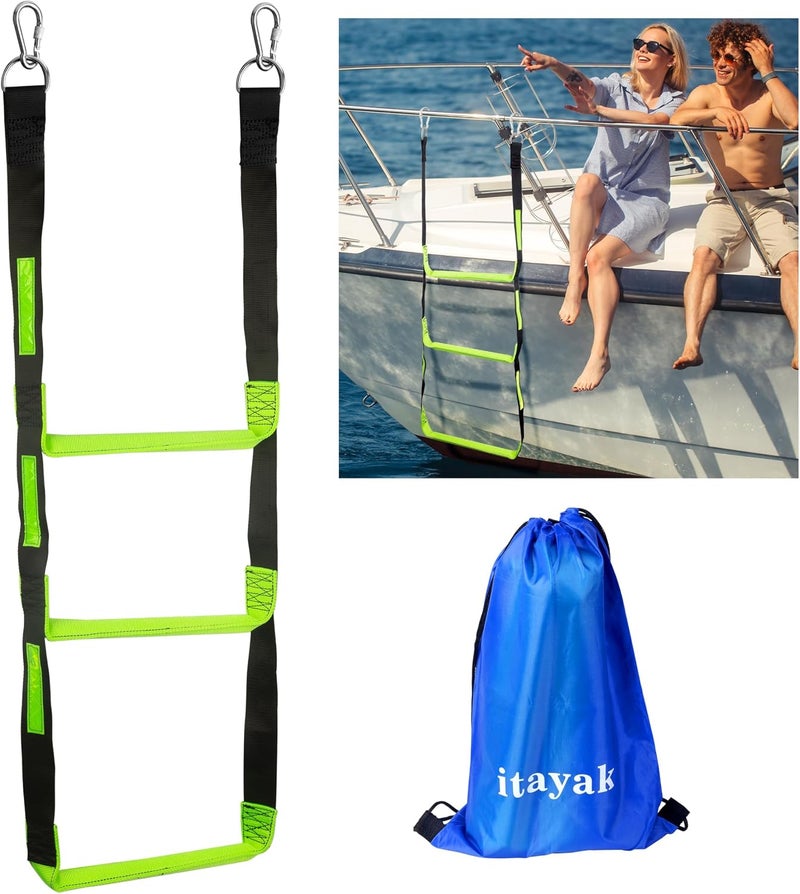 itayak 3 Step Boat Rope Ladder, Foldable Assist Boarding Outdoor Climbing Rope Ladder for Inflatable Boat, Pontoon Boat, Sailboat, Kayak, Motorboat, Canoeing - Image 1