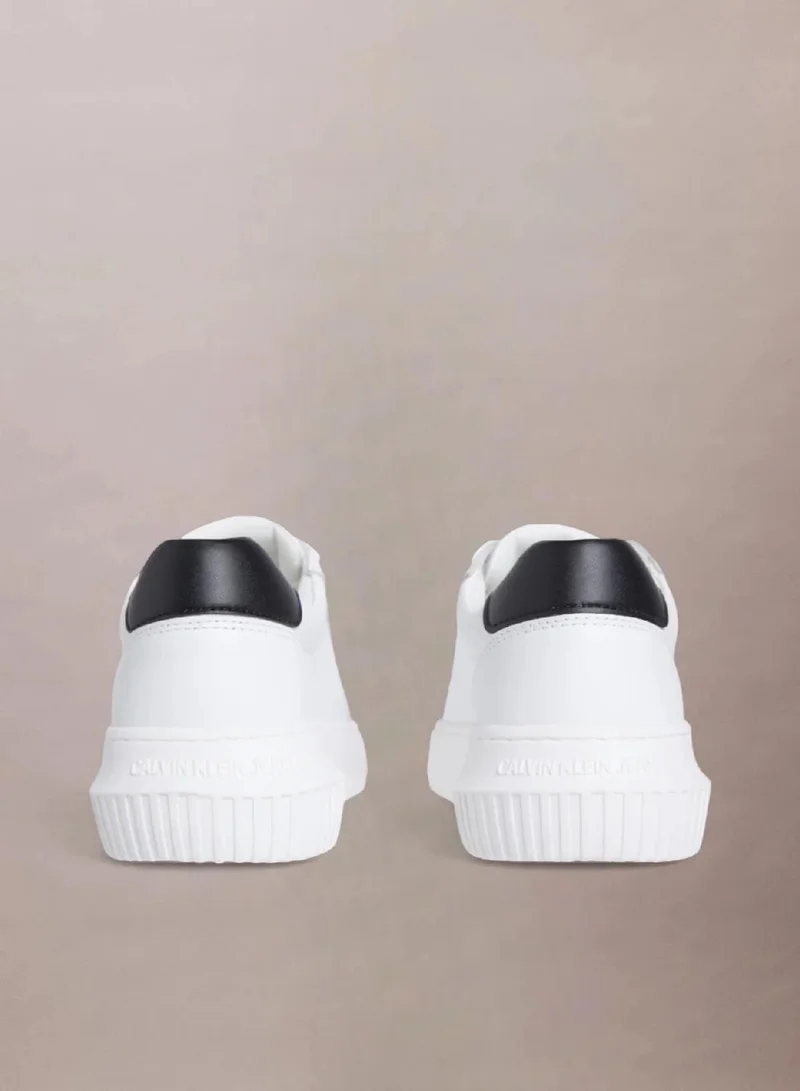Calvin Klein Bright White/Black Leather Trainers for Women | Best Price UAE