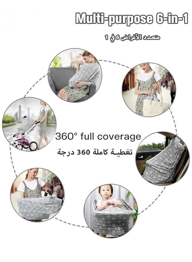 دوكو غطاء الرضاعة للأمهات الرضاعة الطبيعية - يوفر خصوصية ٣٦٠ درجة للأمهات المرضعات، ويمكن استخدامه كغطاء للأطفال في عربات الأطفال ومقاعد السيارات وعربات التسوق، وهو هدية رائعة للأولاد والبنات في حفلات الو - Image 2