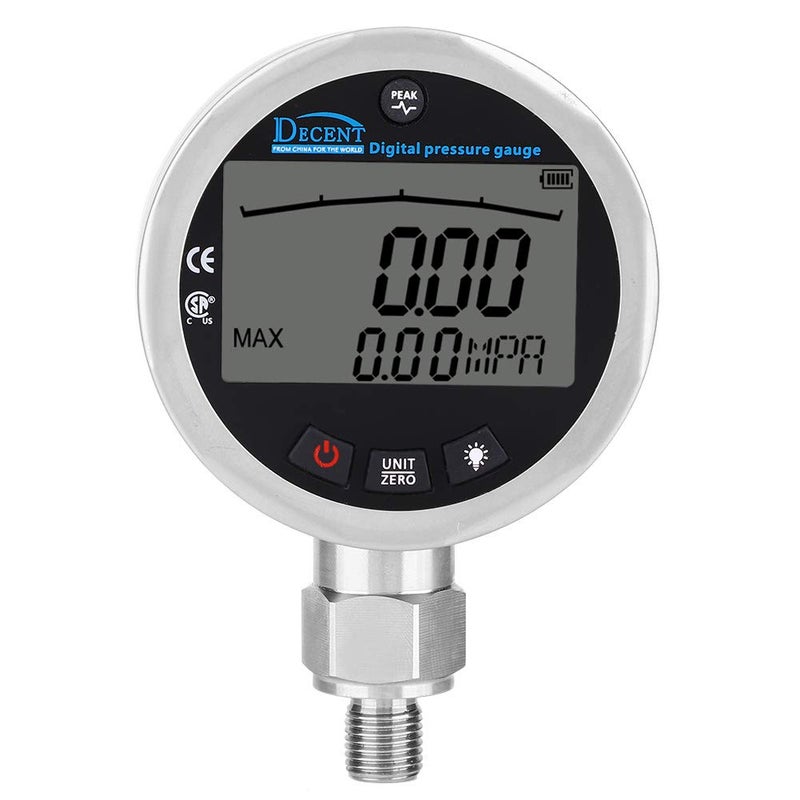Walfront Digital Pressure Gauge G 1/4 Male Connector, Oil Gas Water Pressure Gauge 400BAR 0-40Mpa 5800PSI - Image 1
