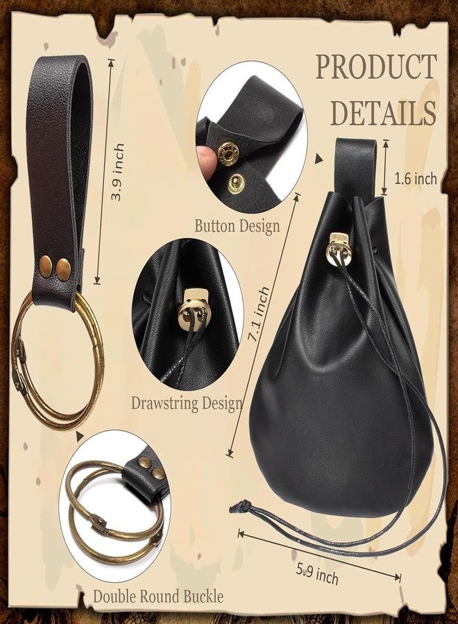 KOTORA Renaissance Costume Accessories Belt Pouch Potion Bottles Leather Holder Medieval Festival Halloween Costume Belt Waist Set (Black) - Image 4