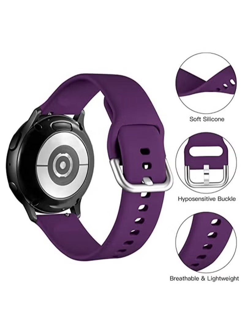 Arabest Silicone Sport Strap for Samsung Galaxy Active 2, 20 Mm Watch Bands Compatible for Samsung Galaxy Watch Active 2, Women Men, 4 Pack ( Black, White, Dark Purple, Dark Blue ) 