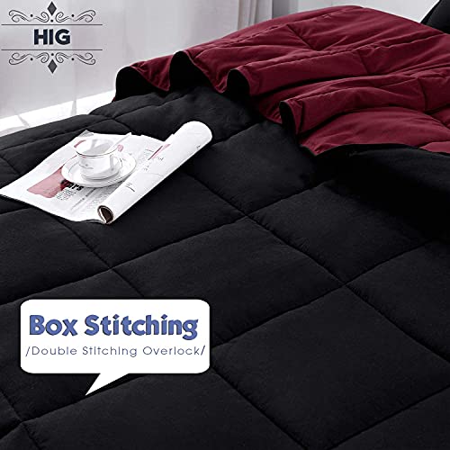 Hi -G HIG 3pc Down Alternative Comforter Set - All Season Reversible Comforter with Two Shams - Quilted Duvet Insert with Corner Tabs - Box Stitched - Super Soft, Fluffy (King/Cal King, Black) - Image 3