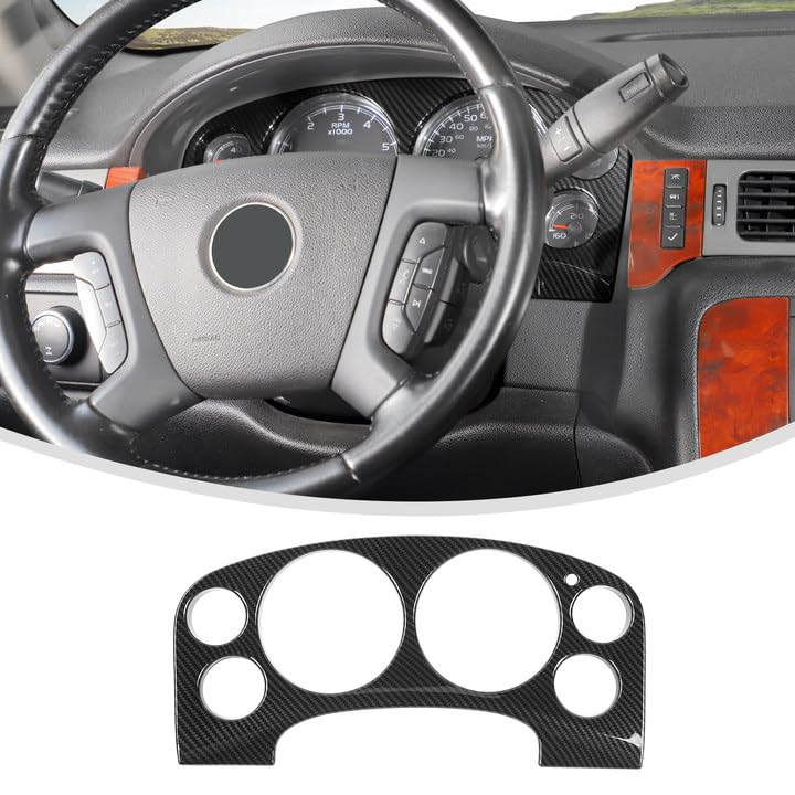 Linskip Dashboard Panel Trim Compatible with Avalanche/Suburban/Tahoe/Silverado 1500 & Yukon/Sierra 2007-2013, Dash Instrument Frame Cover, Interior Accessories(Black Carbon) - Image 1