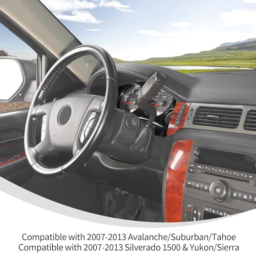Linskip Dashboard Panel Trim Compatible with Avalanche/Suburban/Tahoe/Silverado 1500 & Yukon/Sierra 2007-2013, Dash Instrument Frame Cover, Interior Accessories(Black Carbon) - Image 5
