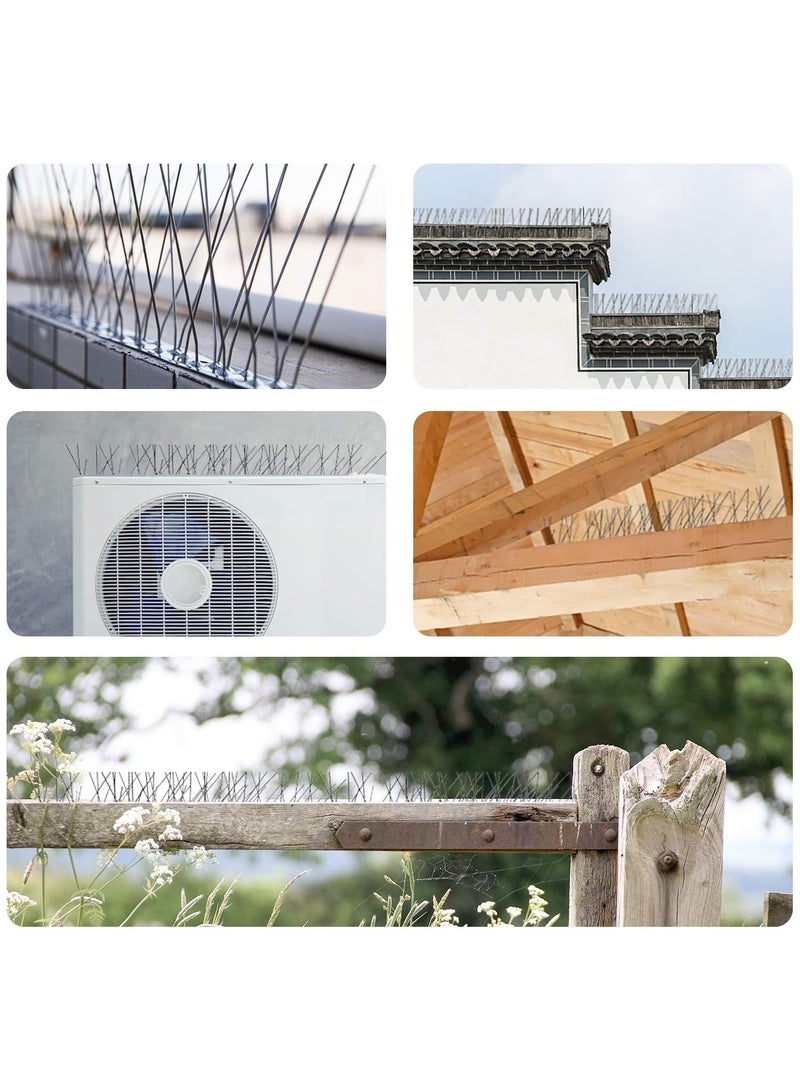 SOLARAE Bird Spikes with Stainless Steel Base, Durable Bird Repellent Spikes Arrow Pigeon Spikes Fence Kit, for Deterring Small Bird, Crows and Woodpeckers, Disassembled Spikes, Covers 41 inches (104cm) - Image 4