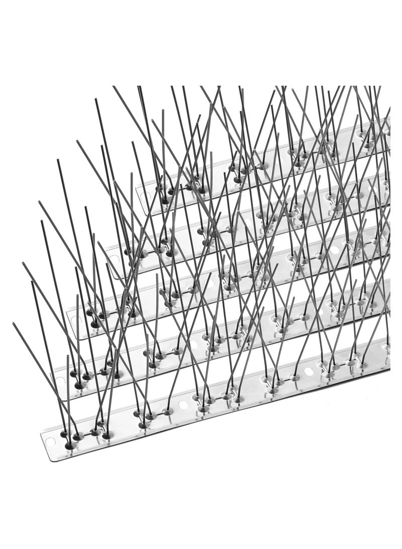 SOLARAE Bird Spikes with Stainless Steel Base, Durable Bird Repellent Spikes Arrow Pigeon Spikes Fence Kit, for Deterring Small Bird, Crows and Woodpeckers, Disassembled Spikes, Covers 41 inches (104cm) - Image 1