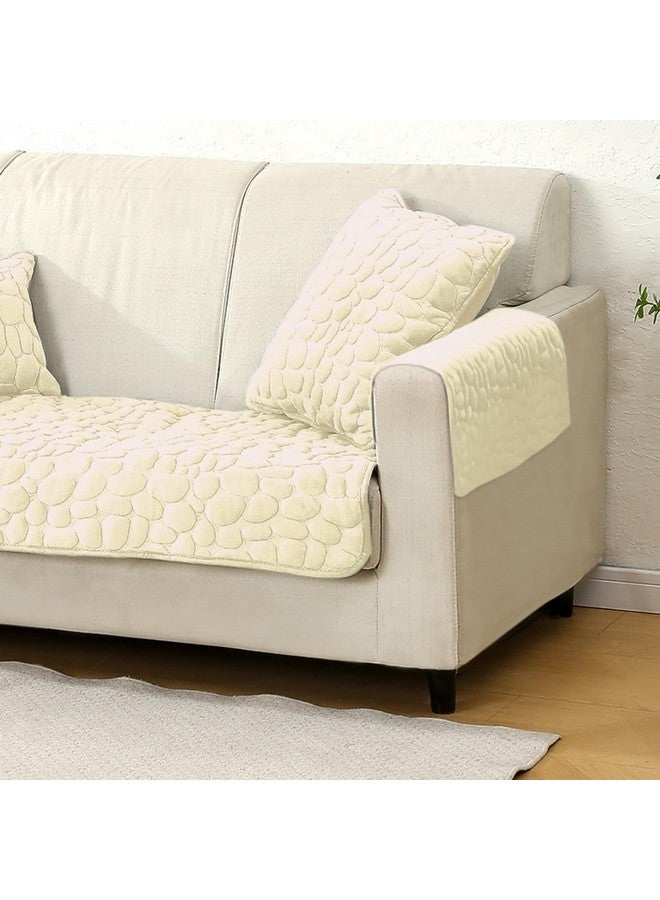 HOKIPO Premium Pebble Milk Velvet Anti Slip Sofa Cover Mat with 2 Armrest Cover, 1 Seater, Bliss White (AR-5020-WHT + AR-5150-WHT*2) - Image 3