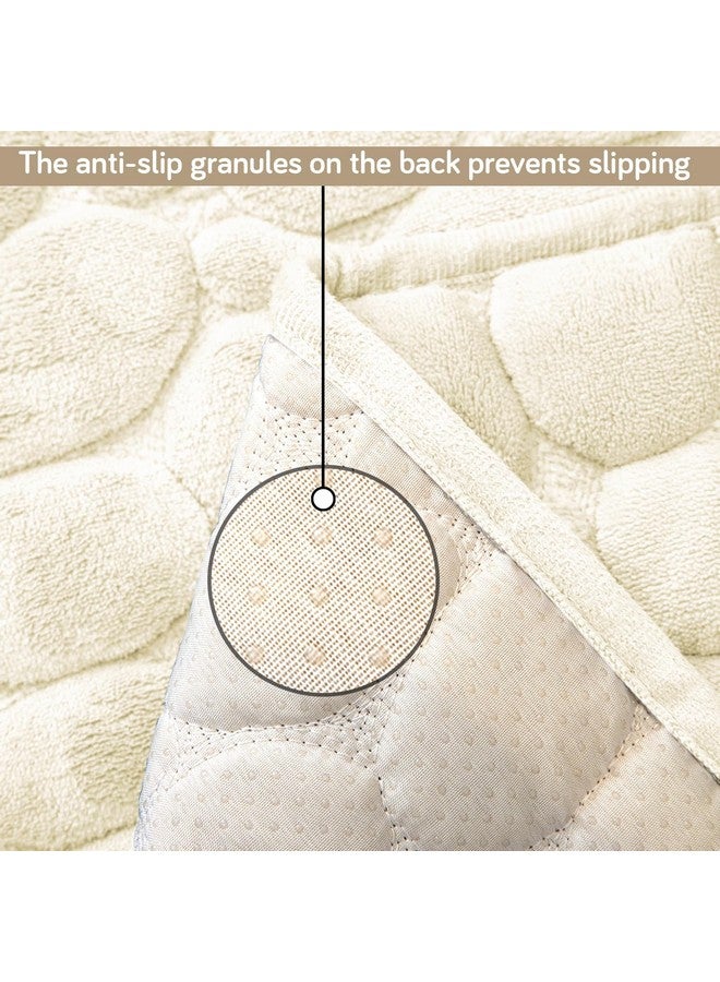 HOKIPO Premium Pebble Milk Velvet Anti Slip Sofa Cover Mat with 2 Armrest Cover, 1 Seater, Bliss White (AR-5020-WHT + AR-5150-WHT*2) - Image 5